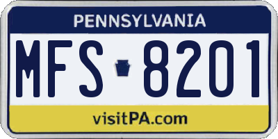 PA license plate MFS8201