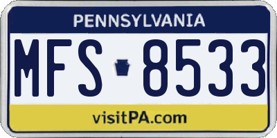 PA license plate MFS8533
