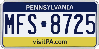 PA license plate MFS8725
