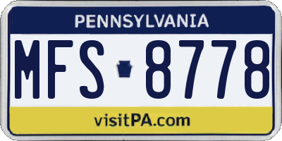 PA license plate MFS8778