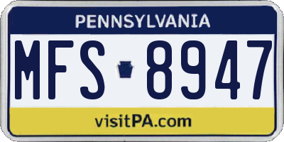 PA license plate MFS8947