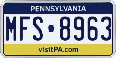 PA license plate MFS8963