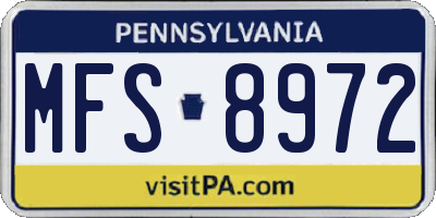 PA license plate MFS8972
