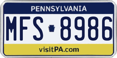 PA license plate MFS8986