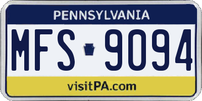 PA license plate MFS9094