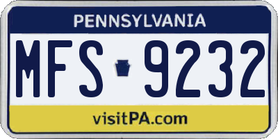 PA license plate MFS9232