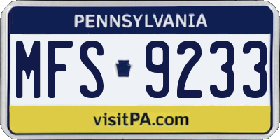PA license plate MFS9233
