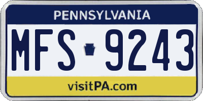 PA license plate MFS9243