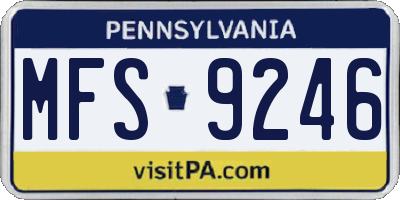 PA license plate MFS9246