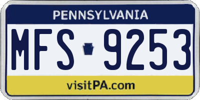 PA license plate MFS9253