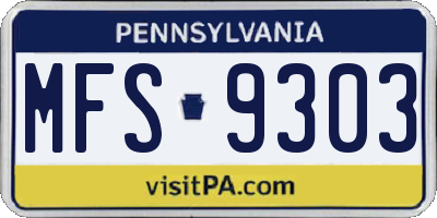 PA license plate MFS9303