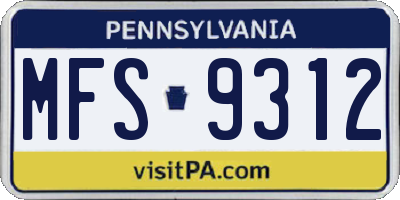 PA license plate MFS9312
