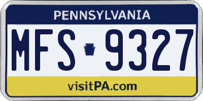 PA license plate MFS9327
