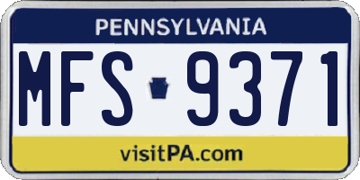 PA license plate MFS9371