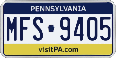 PA license plate MFS9405
