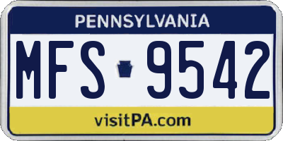 PA license plate MFS9542