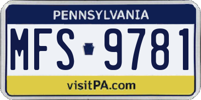 PA license plate MFS9781