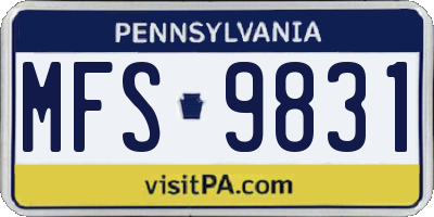 PA license plate MFS9831