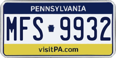 PA license plate MFS9932