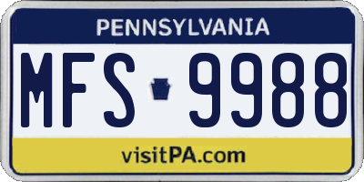 PA license plate MFS9988