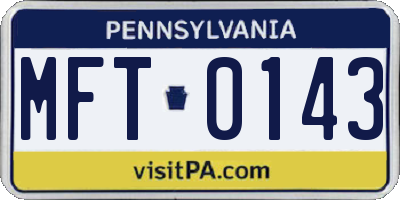 PA license plate MFT0143