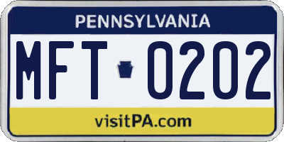 PA license plate MFT0202