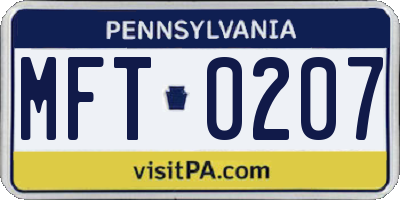 PA license plate MFT0207