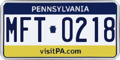 PA license plate MFT0218
