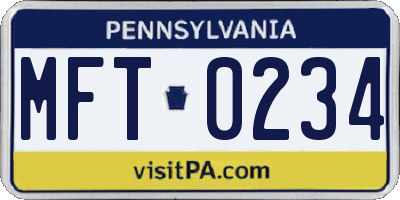 PA license plate MFT0234