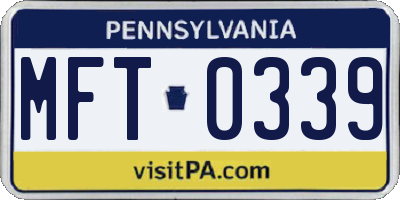 PA license plate MFT0339