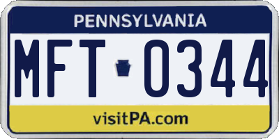 PA license plate MFT0344
