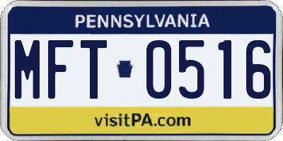 PA license plate MFT0516