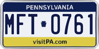 PA license plate MFT0761