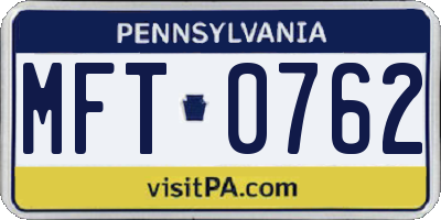 PA license plate MFT0762