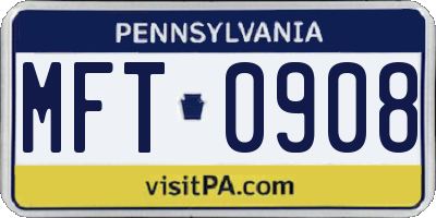 PA license plate MFT0908