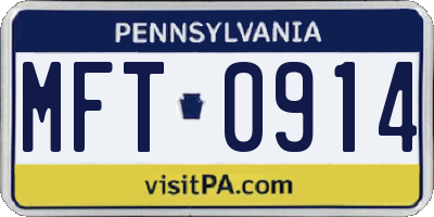 PA license plate MFT0914