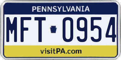 PA license plate MFT0954