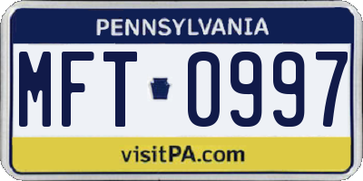 PA license plate MFT0997