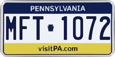PA license plate MFT1072