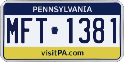 PA license plate MFT1381