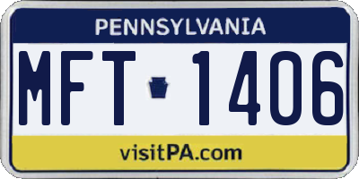 PA license plate MFT1406