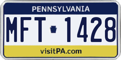 PA license plate MFT1428