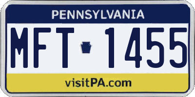 PA license plate MFT1455