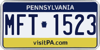 PA license plate MFT1523
