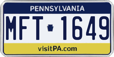 PA license plate MFT1649