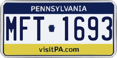 PA license plate MFT1693