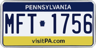 PA license plate MFT1756