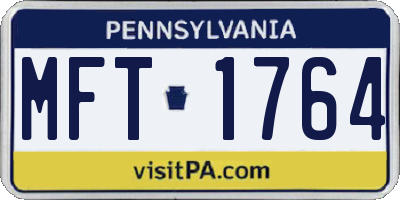 PA license plate MFT1764