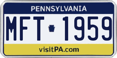 PA license plate MFT1959