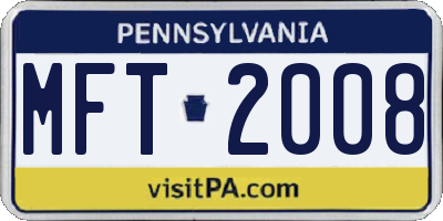 PA license plate MFT2008